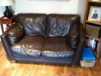 Chocolate Brown Leather sofa (4seater, 2seater and footstool)