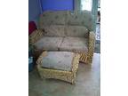 Consevatory cane furniture settee and stool cane....