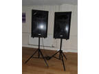 Pair of kam speakers,  stands and leads